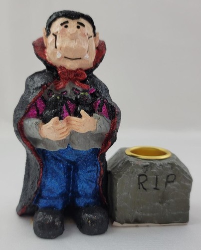 Vampire Bat Halloween Taper Candle Holder Glitter Cute RIP 5 in