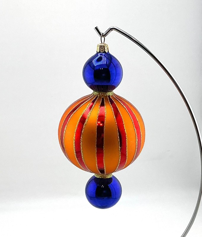 RADKO BRIGHT CIRCUS STRIPES GLASS ORNAMENT  99-347-RG ROGER’S GARDENS EXCLUSIVE