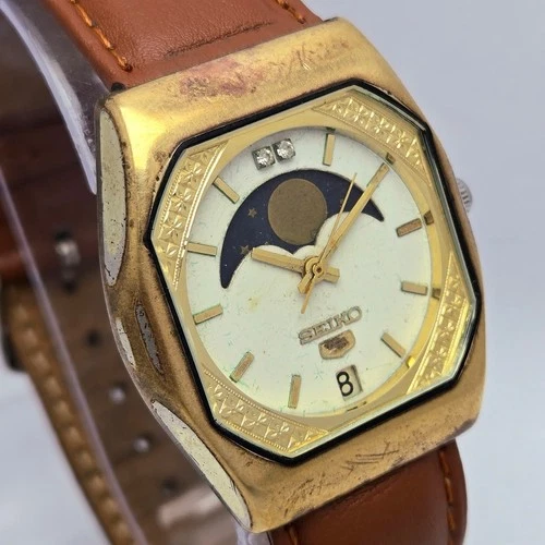 Seiko 5 Moon Phase 6347-6010 Automatic Vintage Men’s Watch
