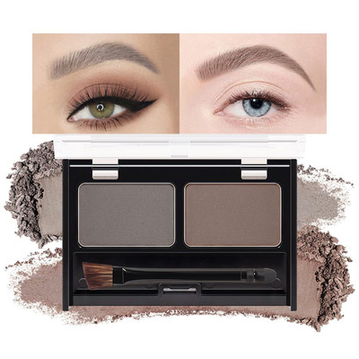 Eye Brow Powder for Women, Medium Brown Eyebrow Powder Kit with Double-Ended ...