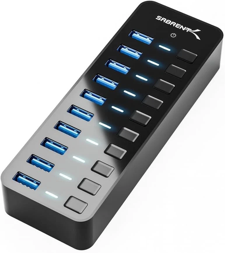 High-Speed 10-Port USB 3.0 Hub with Power Adapter - Image 3 of 4