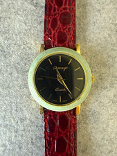 Romega Quartz Damen Armbanduhr, schwarz/gold ...
