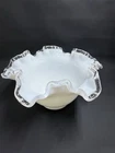 Vintage Fenton Silver Crest White Milk Glass Ruffled Edge Bowl Dish 6”