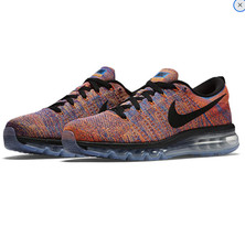 N I K E Flyknit Air Max Photo Blue Total Crimson Shoes 620469-404 Men's 9 US