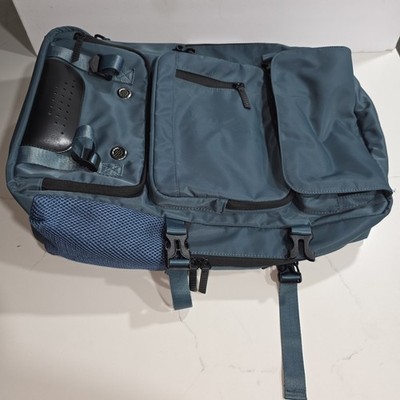 Blue Hiking Backpack Nylon Adjustable Straps Zipper Buckle Mesh Pocket 20x6x12