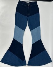 Altar'd State Patchwork Jeans Womens Small Denim High Rise Flare Bell Bottom 70s