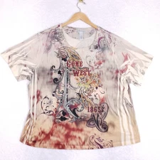 Catherines Gone West Graphic Top 2X Plus Size Desertcore Western Boho Tee