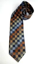 BERGAMO NEW YORK Men's Tie Multicolor Squares 60" x 4" Polyester Woven