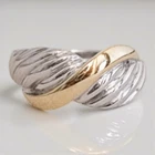 Vintage Sterling Silver 925 Gold Plated Two Tone Criss Cross Ring Size 5.5 2.6g