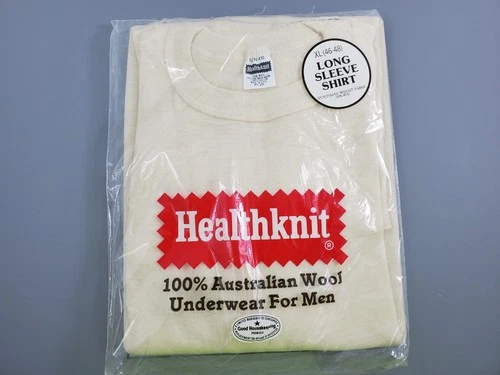 Vintage Healthknit Long Sleeve Shirt 100 % Australian Wool XL 46-48
