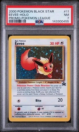 2000 Pokemon Promo Black Star Eevee #11 Promo-Pokemon League PSA 7