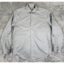 Calvin Klein Dress Shirt Mens 15.5- 32/33 Charcoal Gray Solid Slim Fit Non Iron