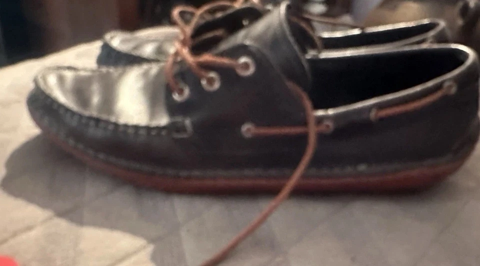 QUODDY Мужские синие кожаные мокасины лодки туфли США 12,5 палуба Mocs сделано в США - Изображение 3 из 4