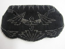 Vintage 50's Black  Silver Beaded Clutch Evening Bag Made In Czechoslovakia
