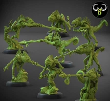 Skinny Lizard men  Chameleon Hunters X10 28mm Fantasy Aztec Dinosaurs