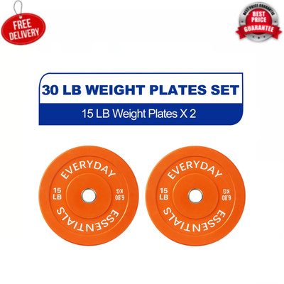 BalanceFrom Olympic Bumper Plate Weight Plate, 15 lbs Pair Color