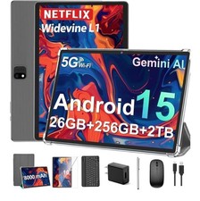 Android 15 Tablet 10.1  26GB RAM 256GB ROM 2TB Expand Keyboard Mouse Stylus  5G