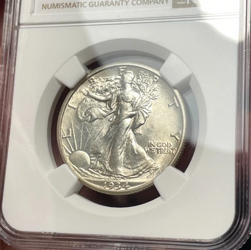(#102377) Walking Liberty Half:  1934 S.  NGC AU details.     (see video)