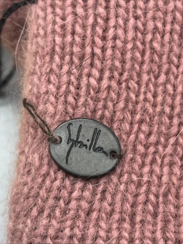 Auténticos Guantes Largos Tejidos Sybilla Nuevos con Etiquetas Lana Angora Mujer Rosa Polvoriento Tostado Talla Única B Foto 4 de 4