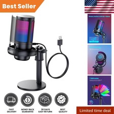 Professional USB Mic with RGB Lights for Gaming, Podcasts  Videos - Easy Mute