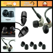 Memory Foam IEM Ear Tips - 3 Pairs, Medium, Black Superior Noise Isolation, Co