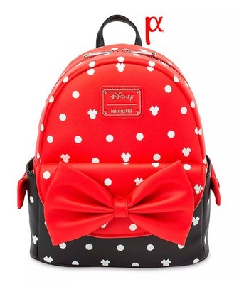 Loungefly Disney Minnie Mouse Polka Dot Heads Red Bow Backpack Parks Exclusive