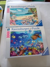 Lot of 2 Complete Ravensburger Ocean Beach Theme 1000 Pc. Puzzles