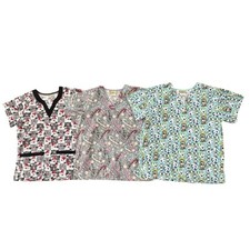 Lot 3 Tafford Scrub Tops Women s Sz Small Christmas Theme Santa Candy Canes VGC