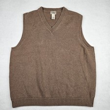 L.L. Bean OFW80 Brown Sweater Pullover Men's XLarge V-Neck 100 Cotton