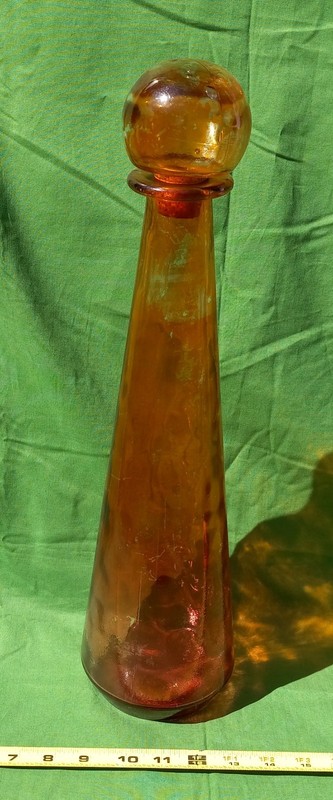 Glass Bottle Orange Colored Glass  Round Ball Cork Stopper 18" Decortive
