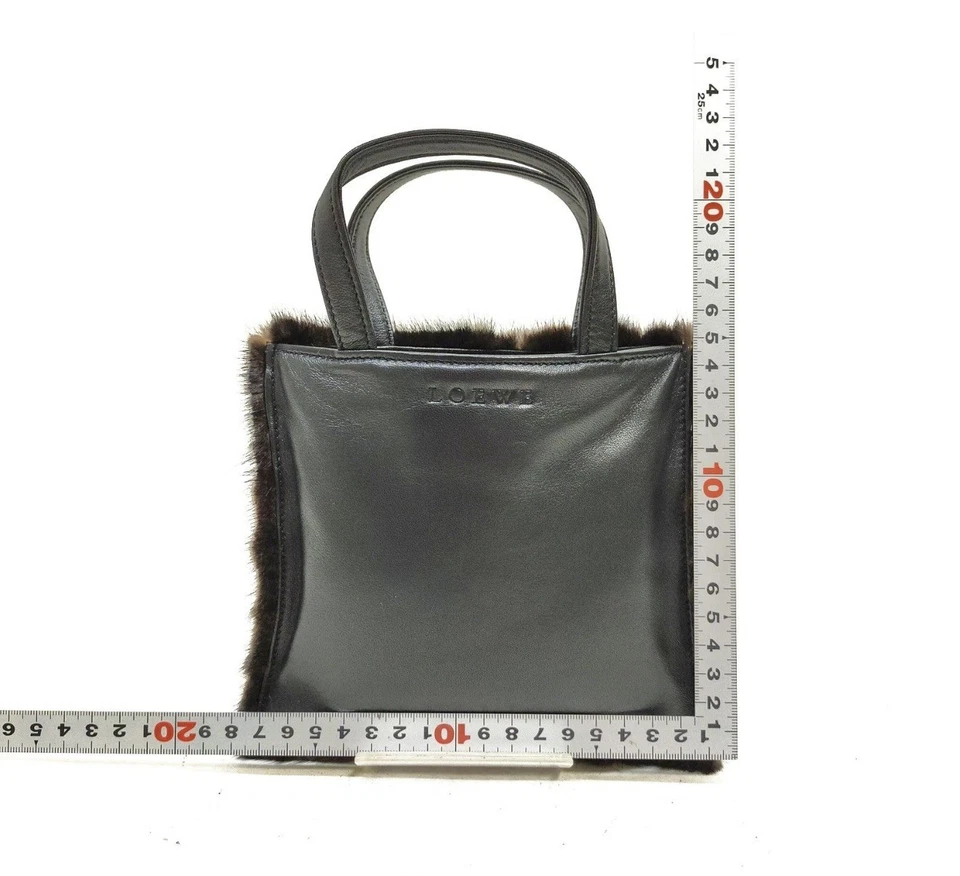 Bolso de mano Loewe Napa (Napa) de cuero de piel de visón mini bolso negro/marrón Foto 4 de 4