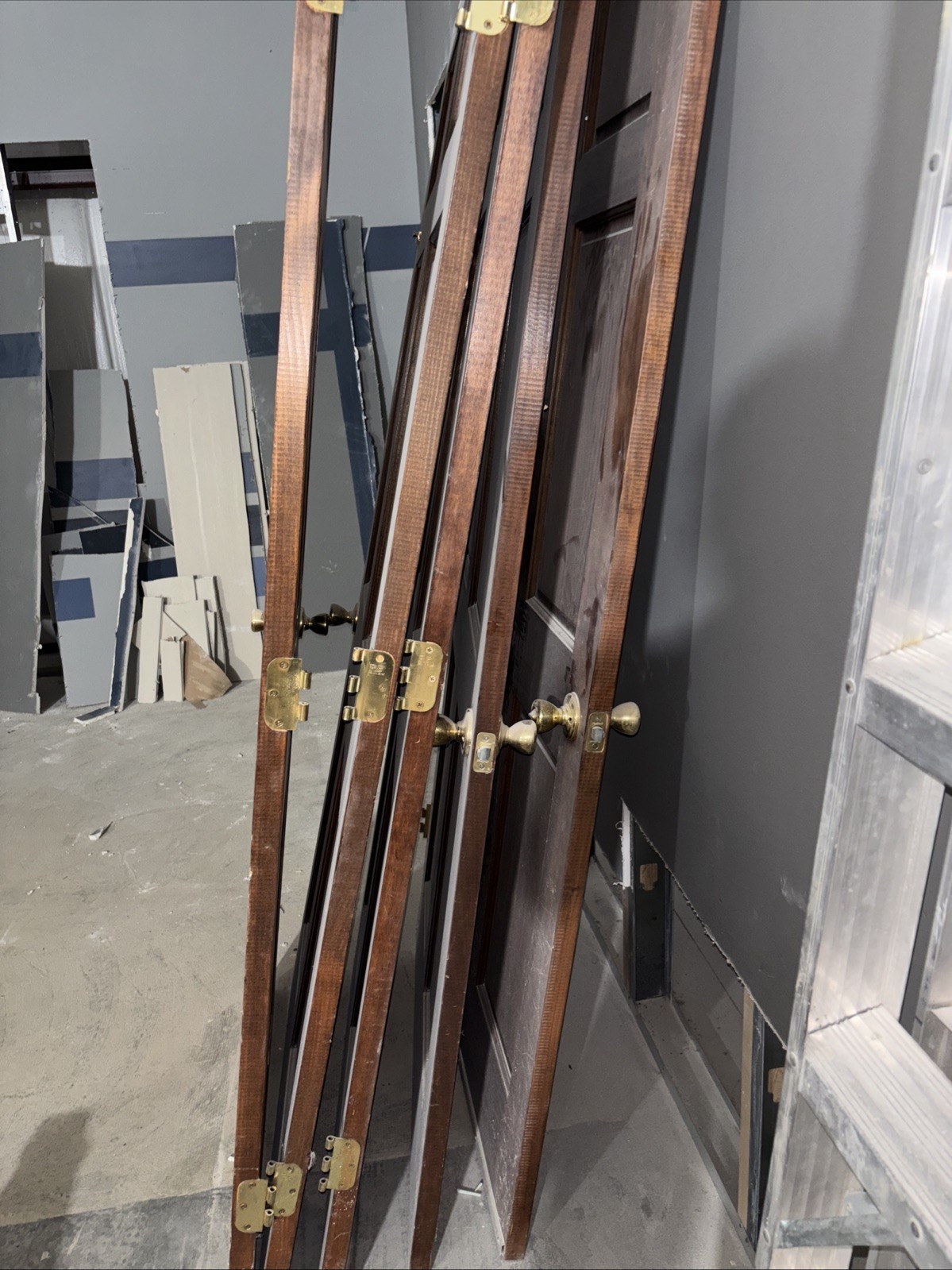 Five 6 Panel Solid Core Wood Doors (3’ x 6’8”)
