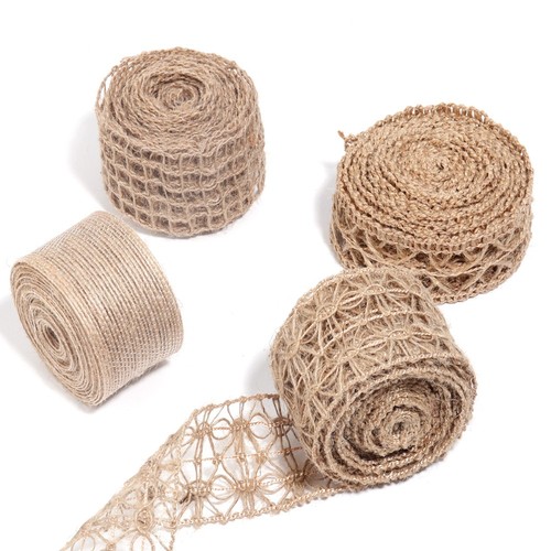 4 Rolls Mesh Burlap Tie DIY Vintage Ribbon Decor Gift Wrapping Lace - Picture 6 of 7