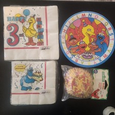 Vintage Sesame Street Birthday Party Supplies Lot   New Old Stock NOS  3