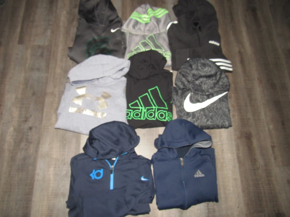 All UNDER ARMOUR ADIDAS NIKE Hoodie Lot Of 8 Boy's Medium 10 12 Sweatshirt Jckts - Image 2 of 4