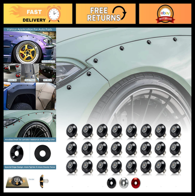 #ad 24 Piece M6 Black Anodized Aluminum Washer Bolt Kit for Widebody Fender Flares $45.99