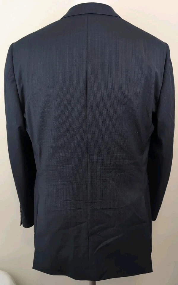 Z Zegna Mens Dark Navy Check 2 Piece Suit Size 42R W38 X 29 - Image 4 of 4