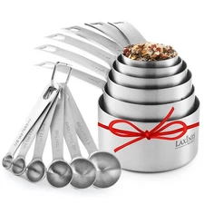 Stainless Steel Measuring Cups & Spoons Heavy Duty 12 pcs set, 6 cups 6 spoons 