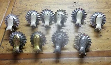 10 TIN FISH ANTIQUE CHRISTMAS FEATHER TREE CANDLE HOLDER CLIPS EARLY LIGHTING