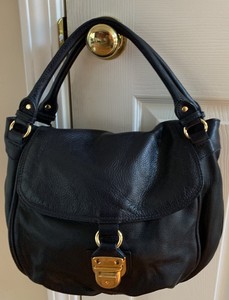 navy leather purse