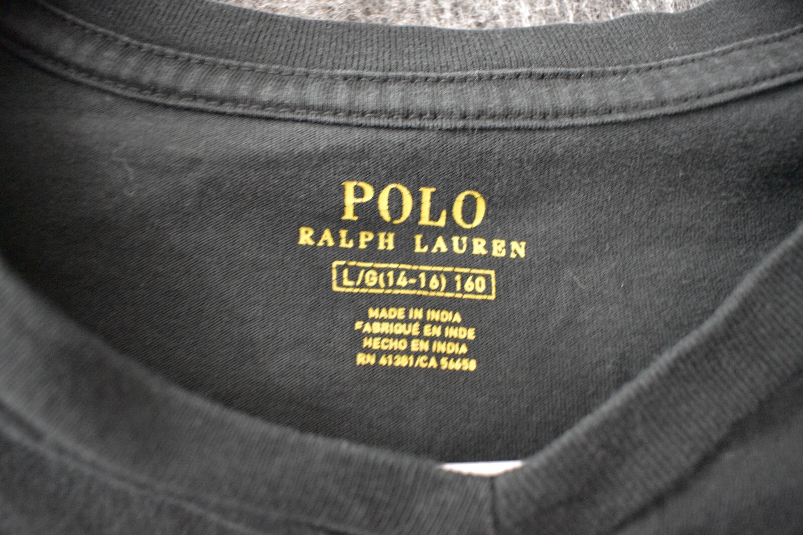 Polo Ralph Lauren camicia ragazzo L 14 16 nero rosso pony scollo a V manica lunga cotone