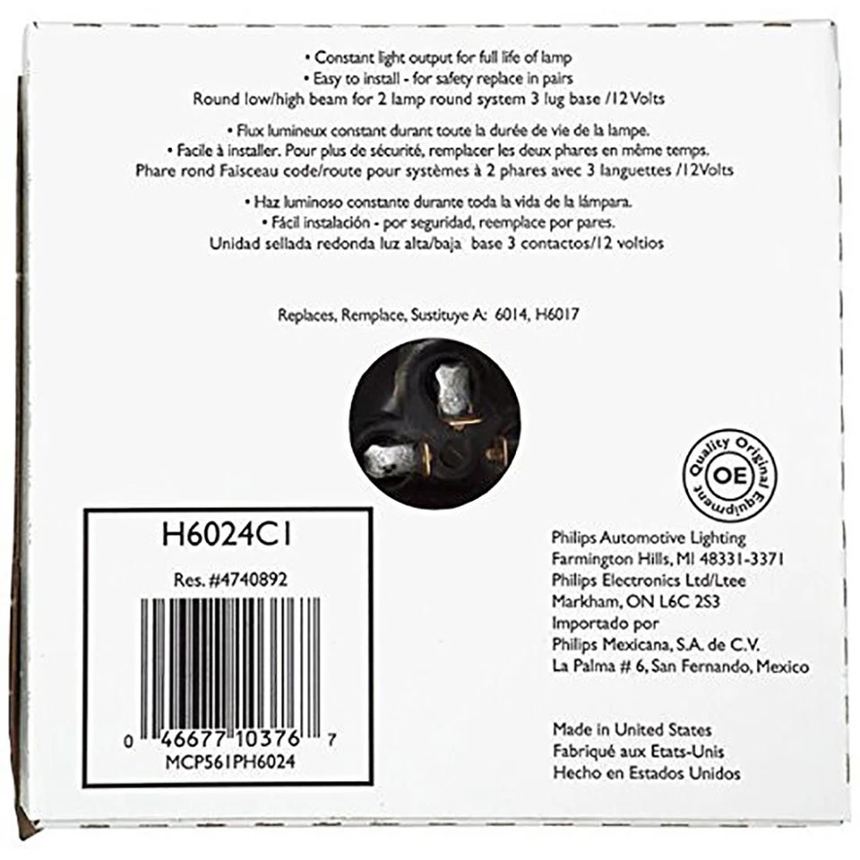 2 peças lâmpada de farol Philips para 1960-1966 Abarth 1600 lâmpada de feixe Hi/Lo - Imagem 4 de 4