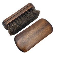 2-Piece Horsehair Shoe Brush Shine Shoe Polish Kit, Leather Shoes Boot Clean