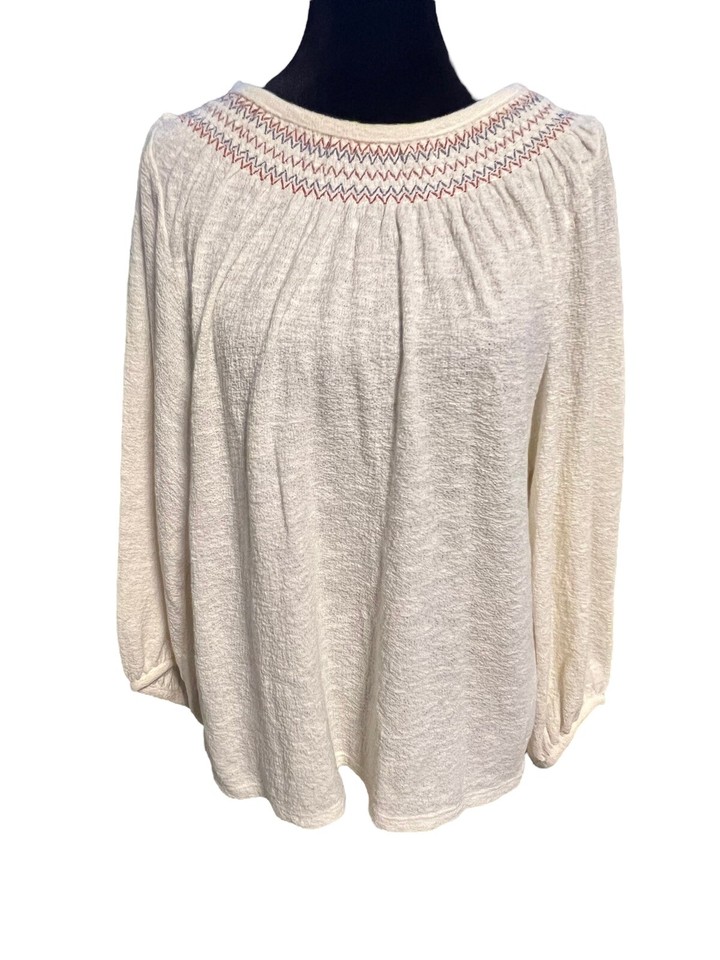 Madewell Superlight Jacquard Embroidered Smocked Top XS Organic Cotton