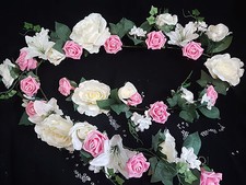 Ivory White Antique Pink Garland Wedding Arch Hanging Rose Lily Stephanotis 