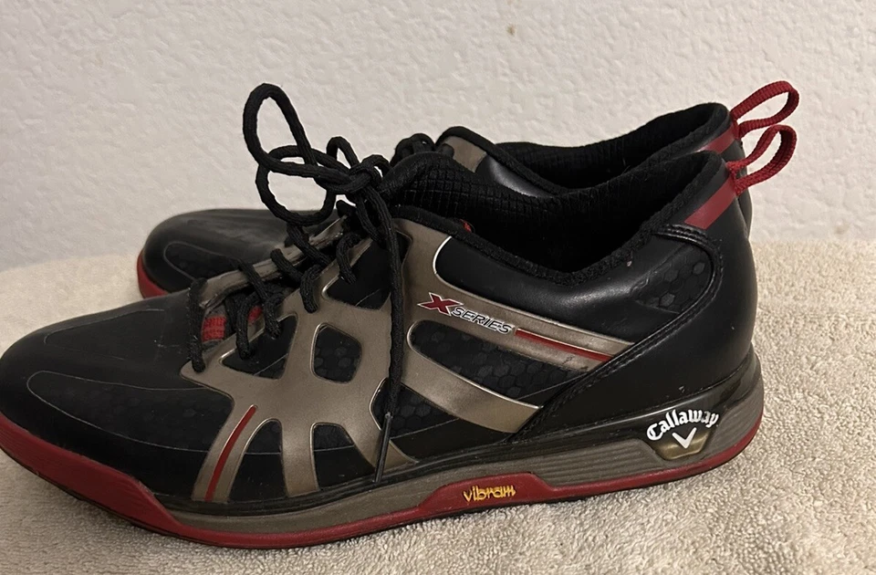 Callaway X Series Vibram Men's 7 Black and Red Cleated Sole Golf Shoes M325-02 - Image 4 of 4