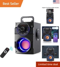 Compact Powerful Portable Bluetooth Speaker - Subwoofer - LED Lights - FM Radio