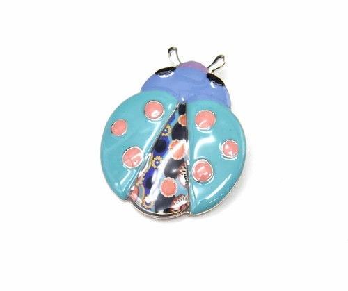 Broche Vintage Coccinelle Bleue Avec Strass Diamant - Modèle 777, Métal, Occasion Bon état