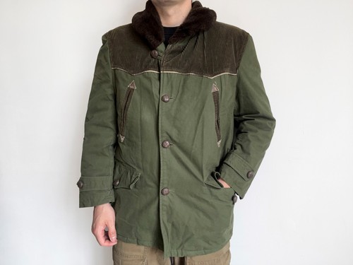 60s 70s Vintage French Mackinaw Coat Shawl Collar Canvas Barnstormer Barn Jacket - Picture 1 of 12