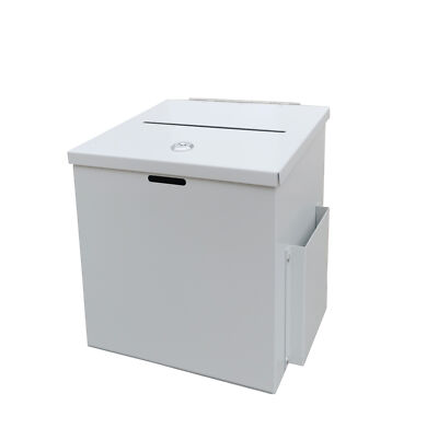 White Metal Donation Box 9X9X8 Suggestion Tithing Wedding Charity Fund Raising